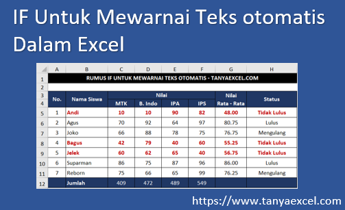 IF Untuk Warna Teks Otomatis